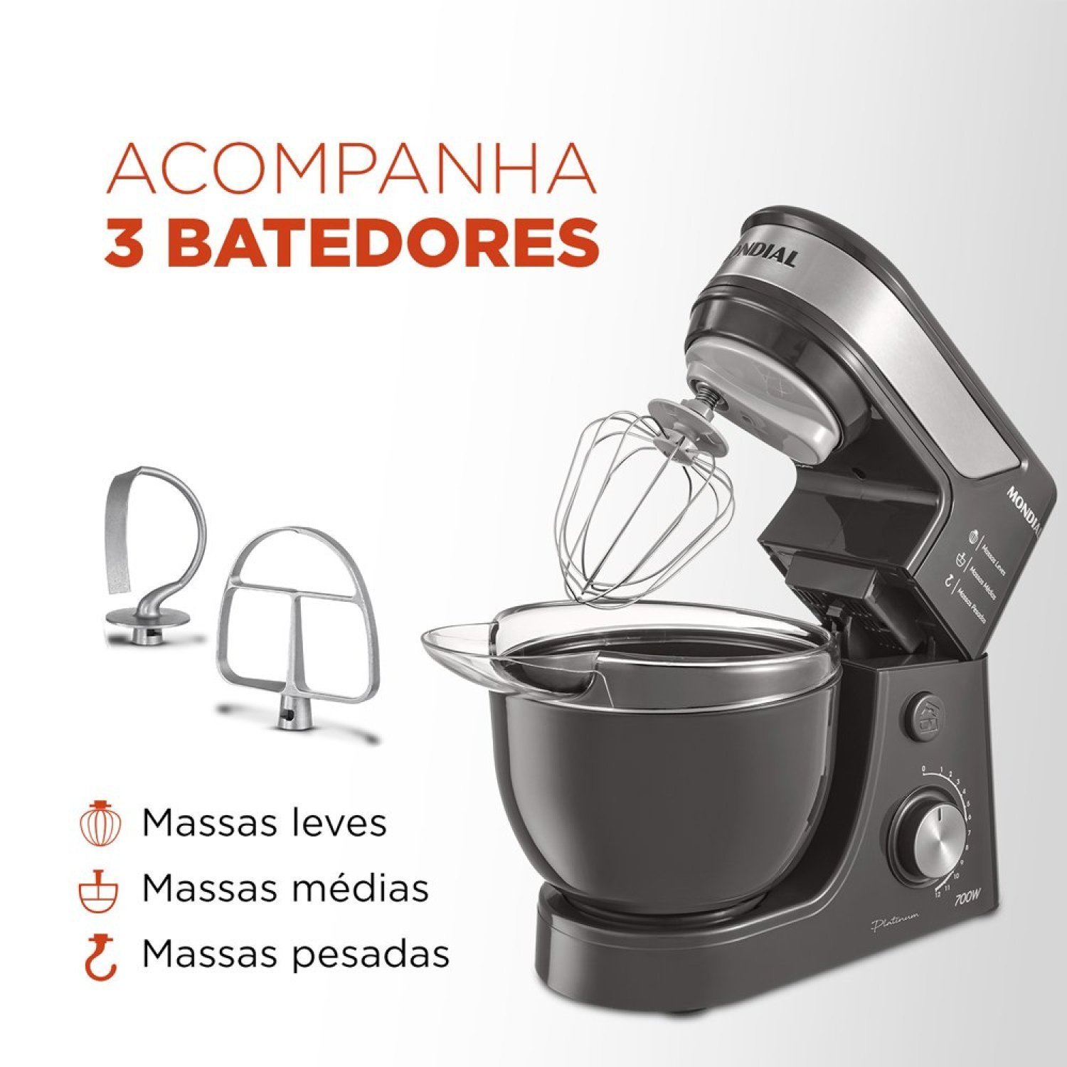 Batedeira Planetária Platinum 700w 220v Bp-01p-pi Mondial - 7