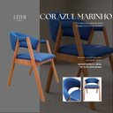 Ver imagem 4 de Poltrona Lith em Linho Azul Madeira Maciça Ergonômica Acabamento Alto Padrão