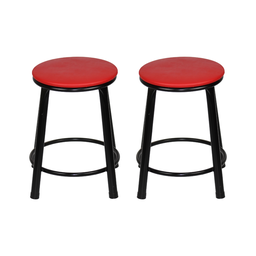 Kit 2 Banquetas Baixa Banco Cozinha Americana Balcão Bar Aço:vermelho/preto - 1