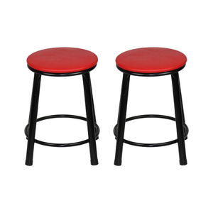 Kit 2 Banquetas Baixa Banco Cozinha Americana Balcão Bar Aço:vermelho/preto