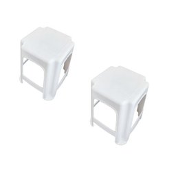 Kit 2 Bancos Plástico Banquinho Branco Infantil 34cm - 1