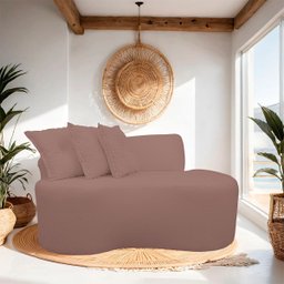 Sofá Curvo 2 Lugares Feijão Forma Orgânica Bouclé - 2