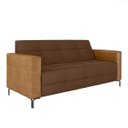 Ver imagem 1 de Sofá Living Decorativo Houston 2 Lugares 160cm Pés em Metal Veludo/ Pu Marrom/ Caramelo G33 - Gran B