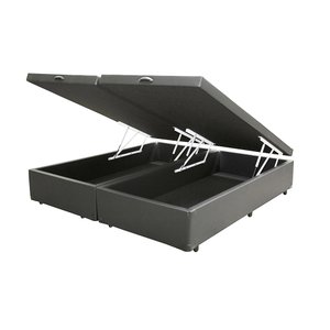 Cama Box Baú Blindado Casal Bipartido HomeQueen Corino Cinza 41x138x188