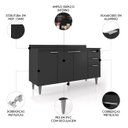 Ver imagem 3 de Balcão de Cozinha com Tampo 150cm Pérola Preto Z34 - Mpozenato