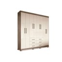 Ver imagem 1 de Guarda Roupa Casal 8 Portas e 6 Gavetas c/ Pés Liverpool Castanha/Off White - Santos Andirá