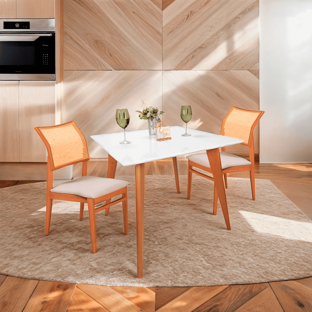 Mesa de Jantar Tampo com Vidro Quadrada 90x90cm Slim - 2