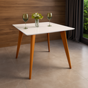Ver imagem 1 de Mesa de Jantar Tampo com Vidro Quadrada 90x90cm Slim Branco