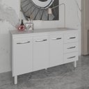 Ver imagem 2 de Balcão Gabinete Armário Cozinha Carine Branco com Tampo Tampão 140 Cm Mobília Decor Branco