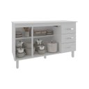 Ver imagem 4 de Balcão Gabinete Armário Cozinha Carine Branco com Tampo Tampão 140 Cm Mobília Decor Branco