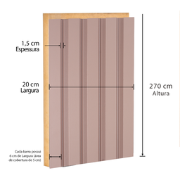 Painel Ripado de Madeira MDF 270cmx1,5cmx6cm Capuccino Casablanca - 5