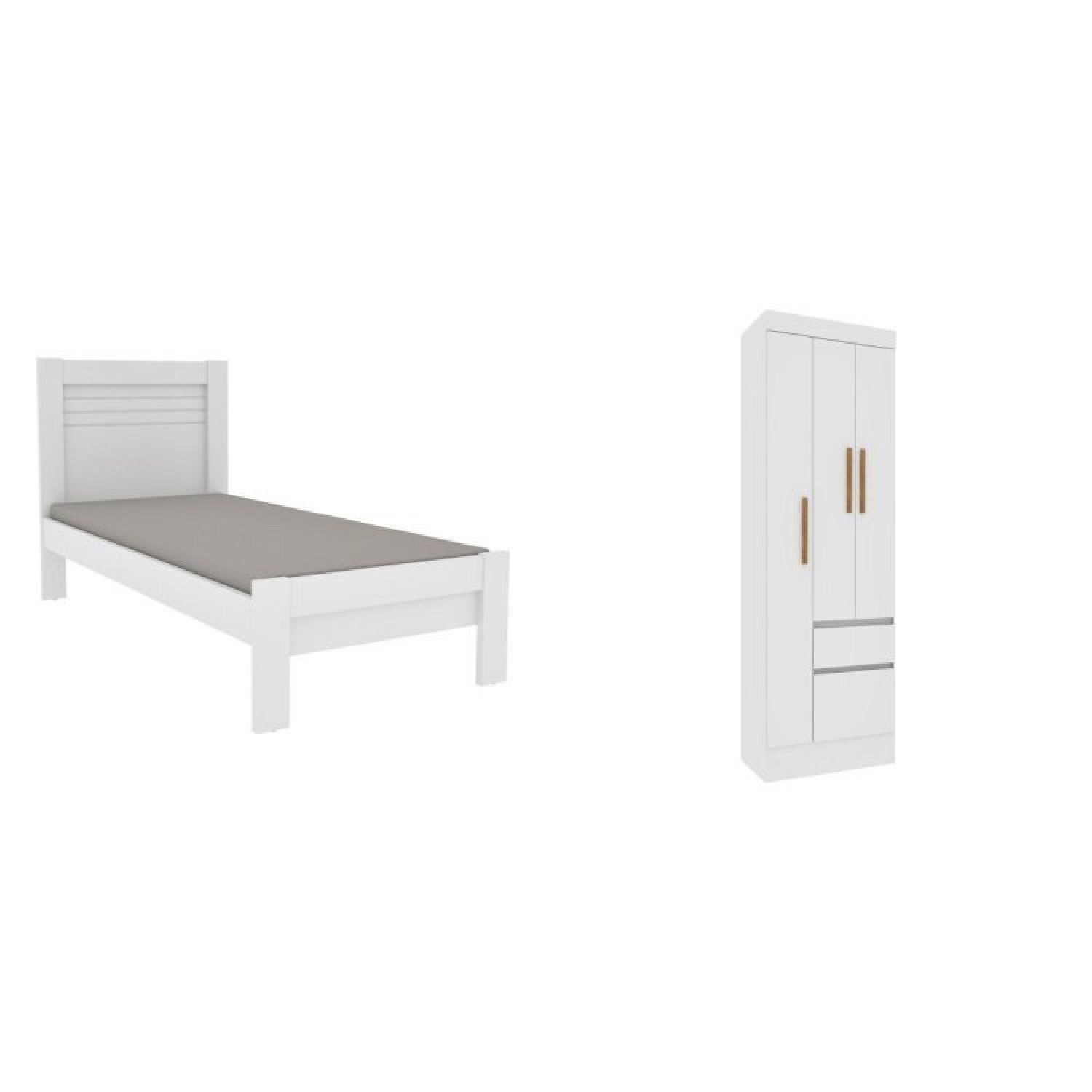 Quarto Completo Guarda Roupa 3 Portas e Cama Solteiro Oregon Tcil Móveis - 2