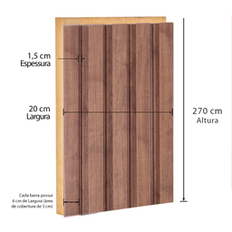 Painel Ripado de madeira MDF 270cmx1,5cmx6cm Carvalho York   - 6
