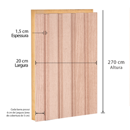 Painel Ripado de Madeira MDF 270cmx1,5cmx6cm Marfim Casablanca - 5