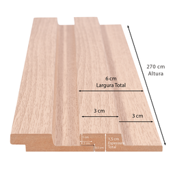 Painel Ripado de Madeira MDF 270cmx1,5cmx6cm Marfim Casablanca - 6