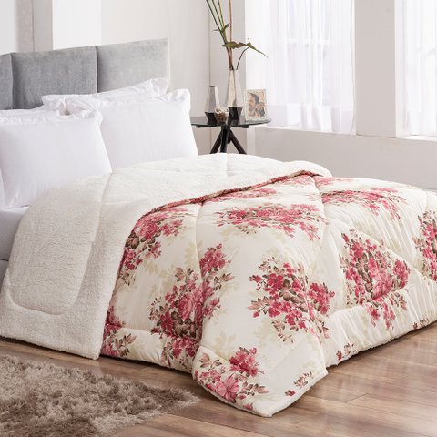 Coberdrom Casal King Winter 100% Algodão 01 Peça - Floral Vermelho