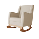 Ver imagem 2 de Cadeira Poltrona de Amamentação e Balanço C/ Puff Linho Bege - Lahome Decor Aquila
