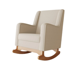Cadeira Poltrona de Amamentação e Balanço C/ Puff Linho Bege - Lahome Decor Aquila - 2