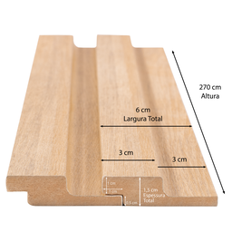 Painel Ripado de Madeira MDF 270cmx1,5cmx6cm Roble Natural Casablanca - 6