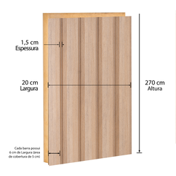 Painel Ripado de Madeira MDF 270cmx1,5cmx6cm Roble Natural Casablanca - 4