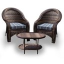 Ver imagem 1 de Conjunto de Poltronas Fibra Sintética Karibe - 2 Poltronas + 1 Mesa Centro - Tecido Alanta