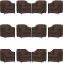 Ver imagem 1 de Kit 12 Poltronas Mila Corino Marrom Pé de Plástico Cromado - Marrom, Corino