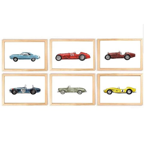 Kit Quadro Infantil Decoração Carros Antigos Transporte Infantil Decorativo Quarto Criança Bebê Meni