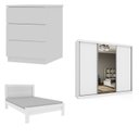 Ver imagem 2 de Quarto Completo Guarda Roupa 3 Portas Cama Casal e Mesa de Cabeceira 3 Gavetas Milão 