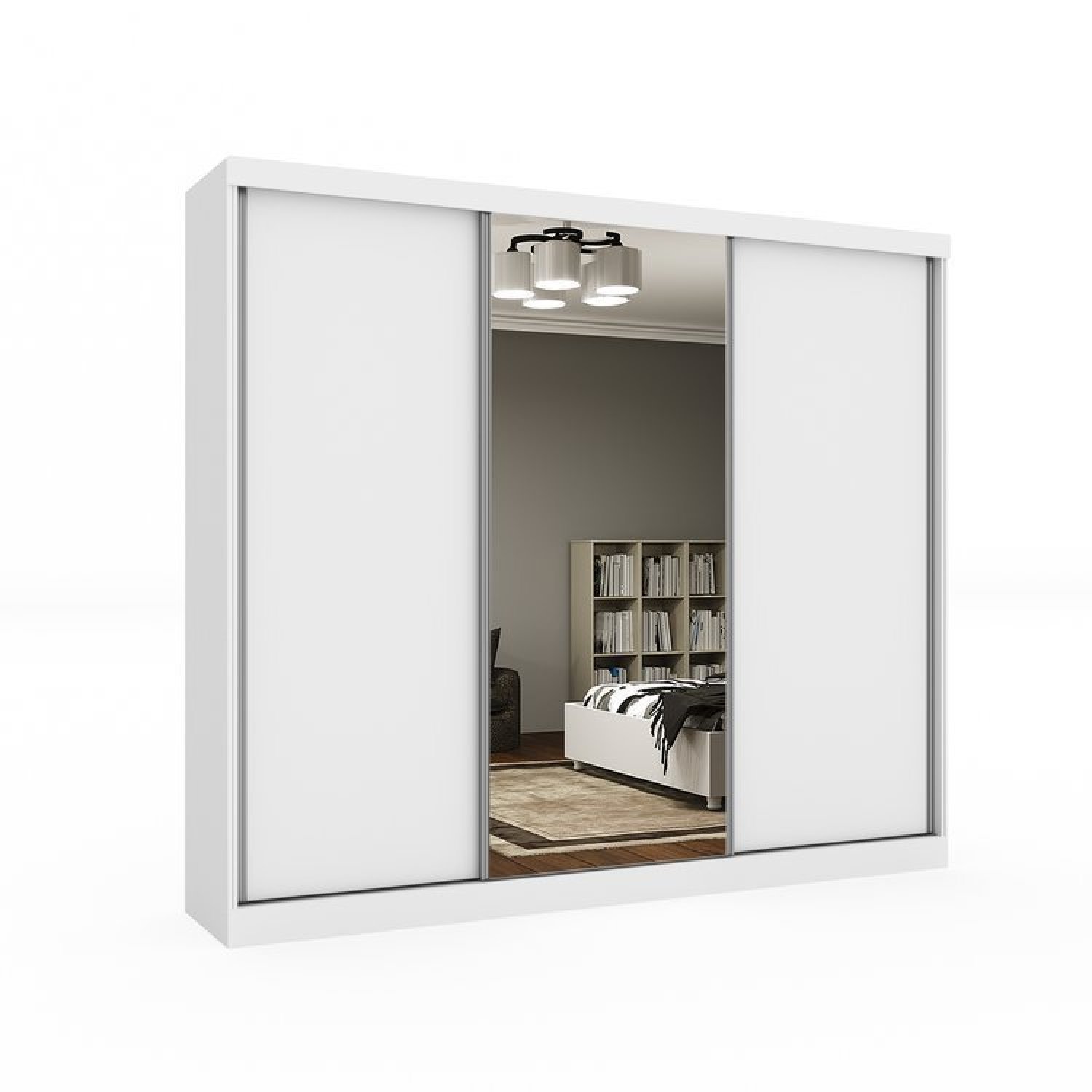 Quarto Completo Guarda Roupa 3 Portas Cama Casal e Mesa de Cabeceira 3 Gavetas Milão  - 4