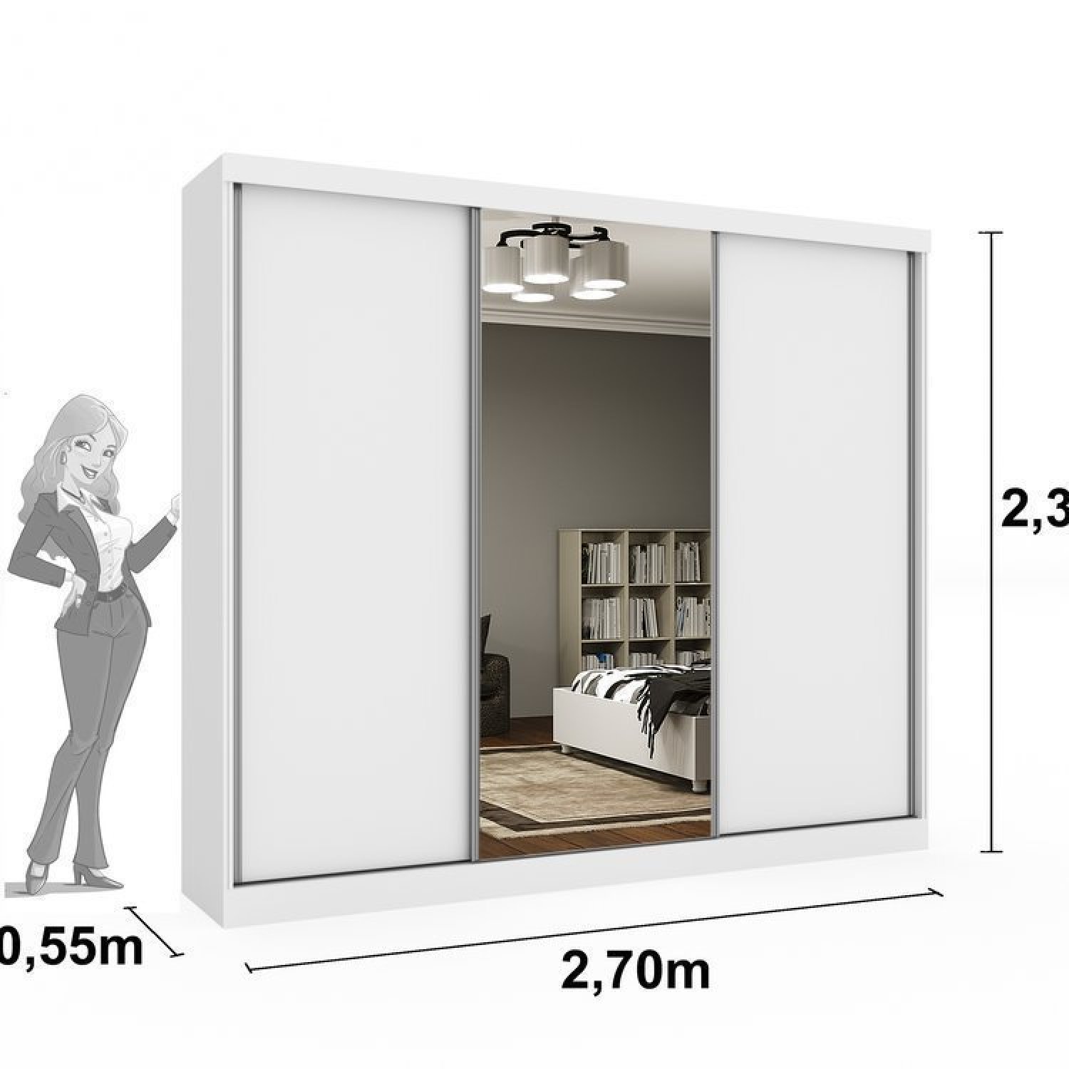 Quarto Completo Guarda Roupa 3 Portas Cama Casal e Mesa de Cabeceira 3 Gavetas Milão  - 5