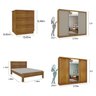 Quarto Adulto Completo Guarda Roupa 3 Portas com Cama Casal e Mesa de Cabeceira Milão  - 4