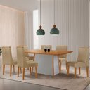 Ver imagem 1 de Mesa de Jantar Diane 180cm Tampo MDF Lam 6 Cadeiras Lisboa Moderna Turim 07 Naturale Off White