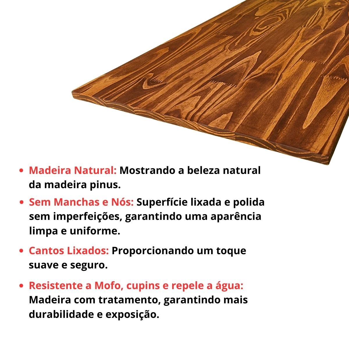 Tampo de Mesa Madeira Maciça Natural Pinus P/ Bancada 100x50:ipe - 3