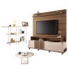 Estante Home Theater Bold Off White Castanho e Aparador Infinity e Mesa de Centro Sky com Tampo de V - 1