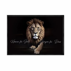 Quadro Decorativo - Leao Nunca Foi Sorte Sempre Foi Deus Frs009 - Vidro com Impressão Uv - 60x40cm