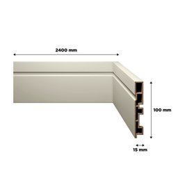 Rodapé de PVC 10cm x 15mm x 2,40m Frisado Acqua New Eucafloor - 2