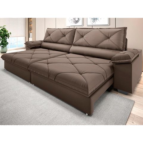 Sofá com Carregador Usb e Molas no Assento Retrátil Reclinável Nice 2,90m Velosuede - Netsofas