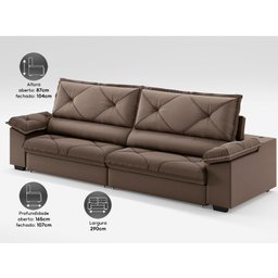Sofá com Carregador Usb e Molas no Assento Retrátil Reclinável Nice 2,90m Velosuede - Netsofas - 4