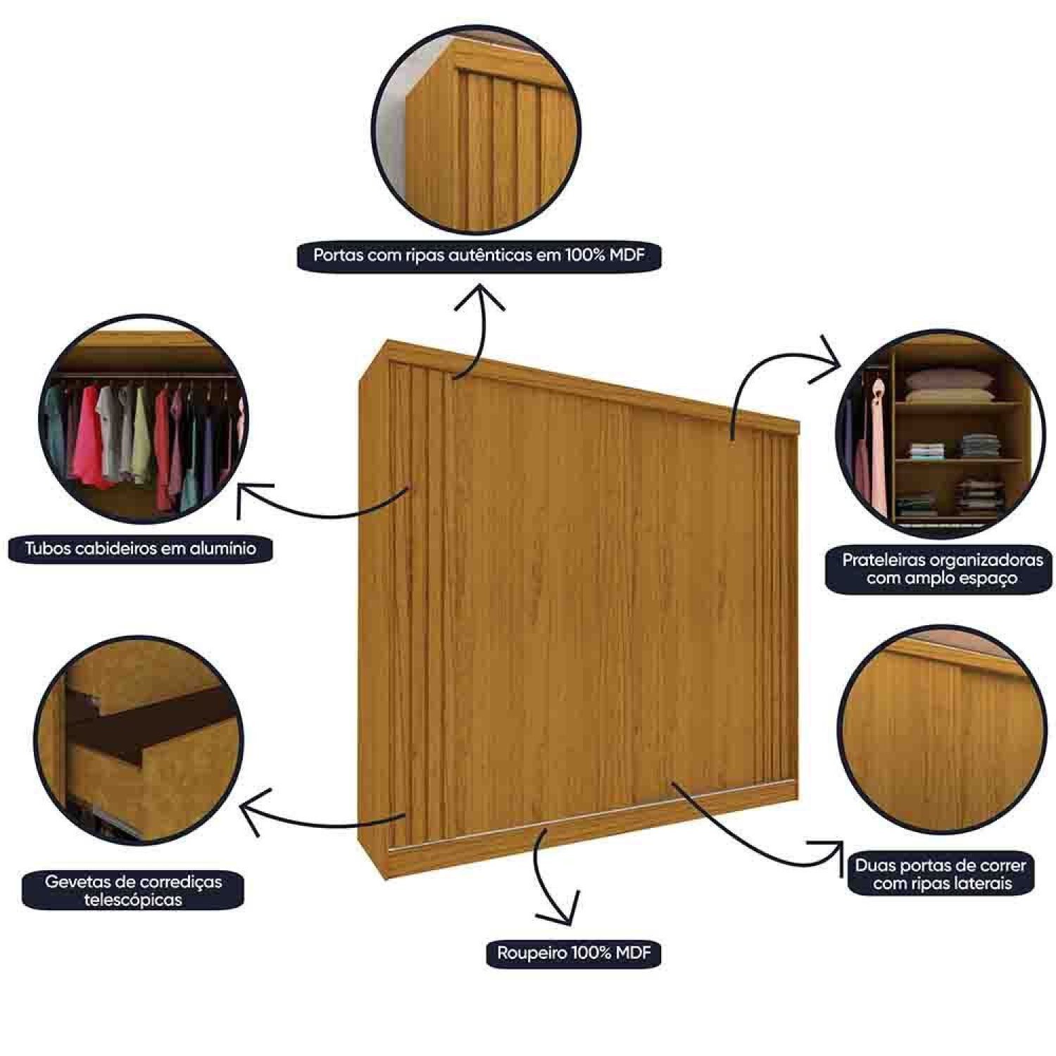 Guarda Roupa Casal 2 Portas Rafaelle Yescasa - 10