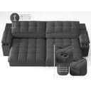 Ver imagem 7 de Sofá com Porta Copos e Carregador Usb Ret Rec Luke 2,90m Linho Soft Grafite - Netsofas