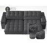 Sofá com Porta Copos e Carregador Usb Ret Rec Luke 2,90m Linho Soft Grafite - Netsofas - 6