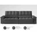Ver imagem 4 de Sofá com Porta Copos e Carregador Usb Ret Rec Luke 2,90m Linho Soft Grafite - Netsofas