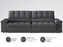 Ver imagem 4 de Sofá com Porta Copos e Carregador Usb Ret Rec Luke 2,90m Linho Soft Grafite - Netsofas