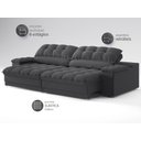 Ver imagem 5 de Sofá com Porta Copos e Carregador Usb Ret Rec Luke 2,90m Linho Soft Grafite - Netsofas