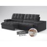 Sofá com Porta Copos e Carregador Usb Ret Rec Luke 2,90m Linho Soft Grafite - Netsofas - 5