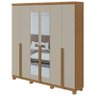 Guarda Roupa Casal Alonzo 6 Portas Amêndoa Clean Off White com Espelho e Pés - Lopas - 1