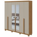 Ver imagem 1 de Guarda Roupa Casal Alonzo 6 Portas Amêndoa Clean Off White com Espelho e Pés - Lopas
