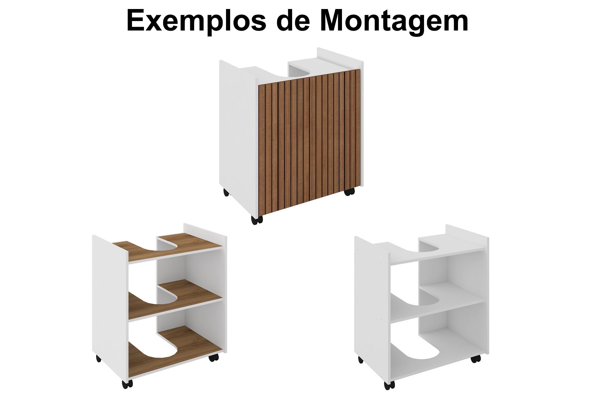 Gabinete Armário Banheiro Pia de Coluna Eccos Potenza Branco/ripado - 3