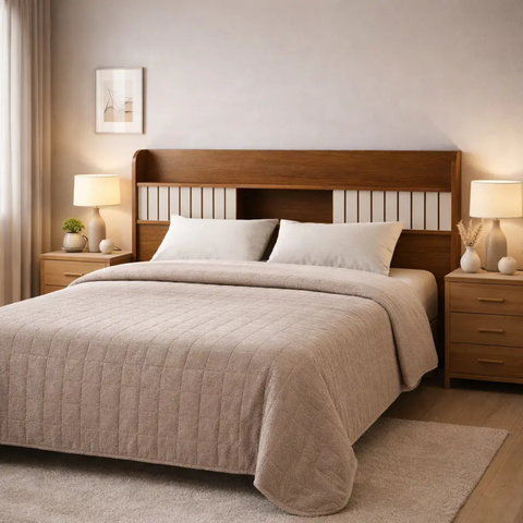 Cabeceira MDF Casal 147cm Prateleira Organizadora Quarto Aurora Madeira Moderna Funcional:Cinamomo