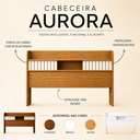 Ver imagem 3 de Cabeceira MDF Casal 147cm Prateleira Organizadora Quarto Aurora Madeira Moderna Funcional:Cinamomo